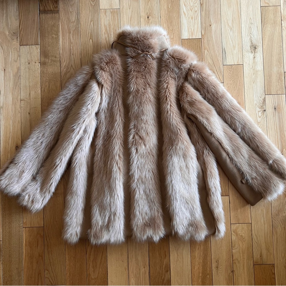 Malene Birger Kaliies Faux Fur Brown Coat Button Front Closure Tassels Sz Large - Picture 6 of 13